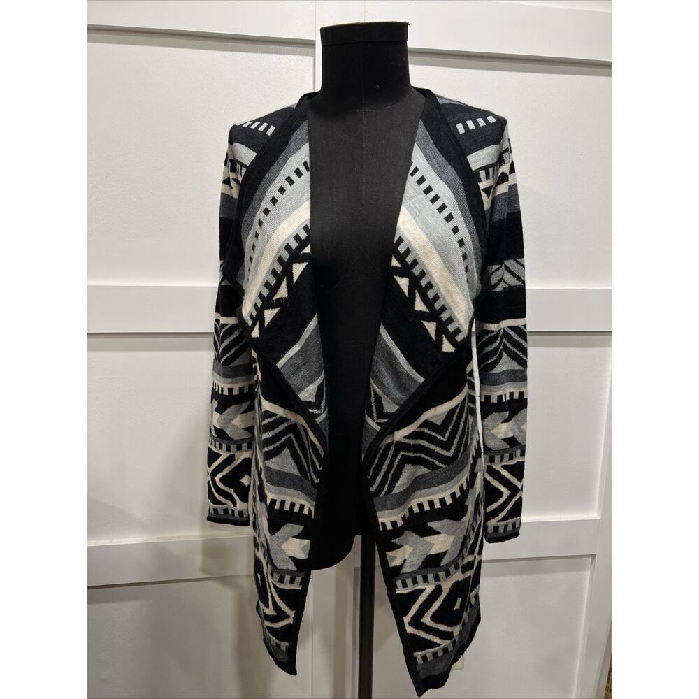 SMARTWOOL Womens Camp House Wrap Drape Sweater BLack‎ Geometric Medium